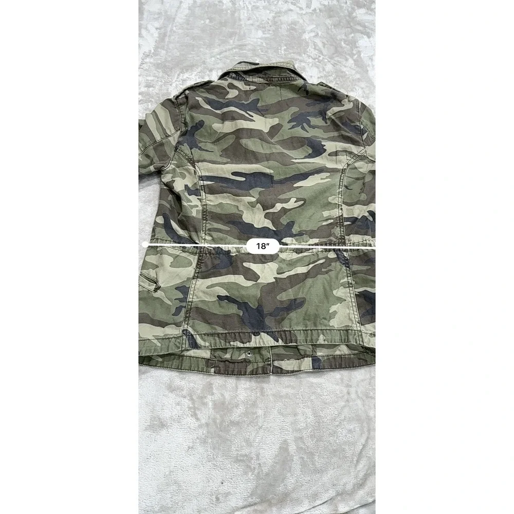 Blue Rain Camo Utility Jacket Women's Small Military Cargo Full Zip Drawstring